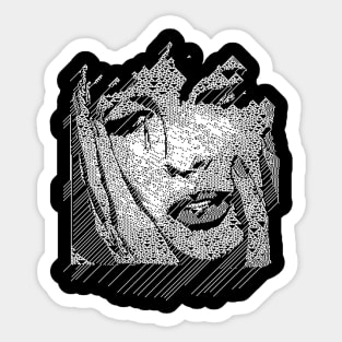 Crying Girl Pop Art Abstract Design Sticker